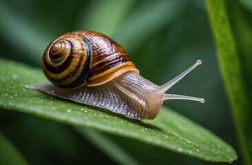 Close-up of a snail on a leaf