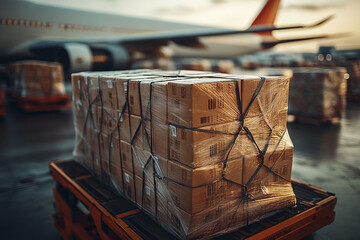 Photograph of a Cargo Plane Being Loaded with Pallets of Goods: Emphasizing volume and capacity.