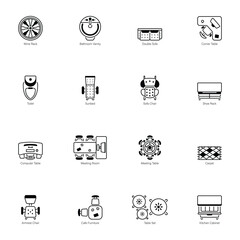 Bundle of 16 Interior Line Icons 

