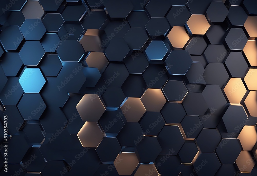 Wall mural concept hexagonal dark phone illustration connection art datum background 3d blue mobile 3d backgrou
