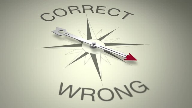 Correct Versus Wrong Arrow 3D Animation. Symbolizes human decisions.