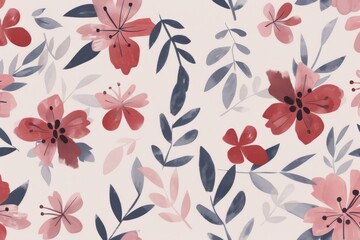Lovely hand drawn floral seamless pattern, cute doodle flowers great for textiles, wrapping, banners, cloth, surface - vector design. Beautiful simple AI generated image in 4K, unique.