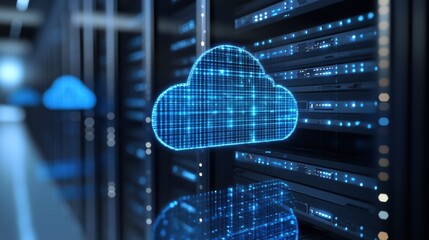 Cloud database symbol and storage icon, representing modern digital data solutions