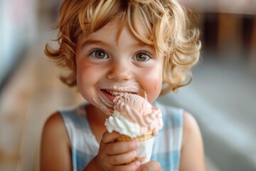 Toddler enjoying ice cream