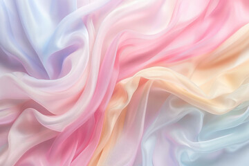 Obraz premium close up horizontal illustration of pale pastel colored textile wavy background