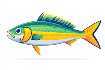 Fototapeta premium Cartoon Illustration of a Colorful Fish