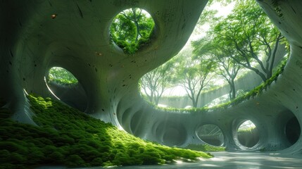 Concrete Canopy with Lush Greenery