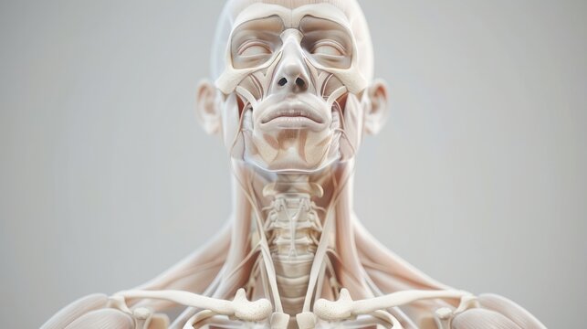 3D illustration of the human clavicle with surrounding anatomical structures, Human Body Anatomy, clavicular study
