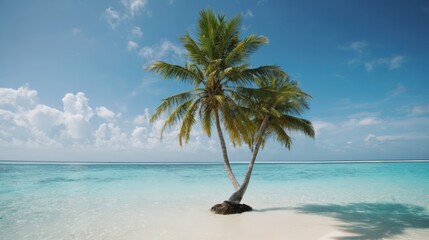 Lone Palm Tree on Tropical Beach