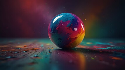 Colorful ball against vibrant background.