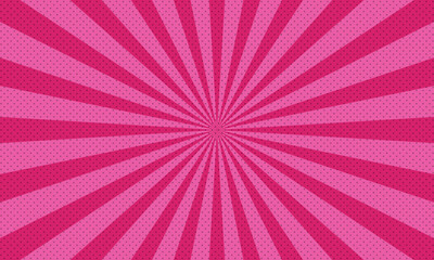 Retro rays comic pink background pop art style