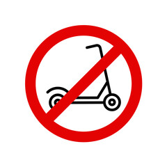 Sign forbidding to ride a scooter- vector illustration