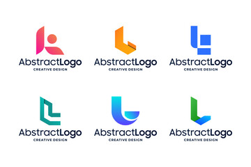 Set of Modern letter L logo design with creative concept