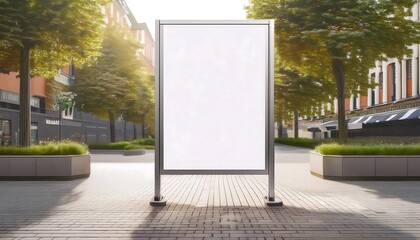 Outdoor Poster Frame Mockup in 3D Illustration, Featuring a Realistic Display for Ads, Promotions, or Artistic Designs Set Against an External Environment