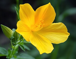Fototapeta premium yellow flower with two petals, called nightshade flower or evening primrose