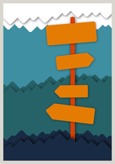 mountains signpost sign, direction, arrow, road