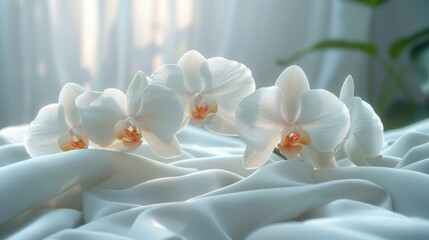 White Orchids on Soft Fabric