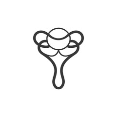 Line art illustration of a baby rattle toy