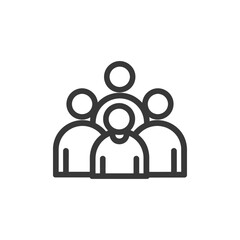Line art icon of four people standing together