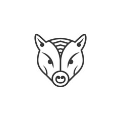 Line Art Illustration of a Badgers Head