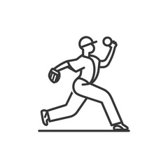 Fototapeta premium Line Art Illustration of a Baseball Pitcher Throwing a Pitch