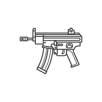 black outline submachine gun side view clip art preview