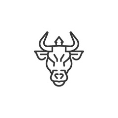Line Art Illustration of a Bulls Head Facing Forward