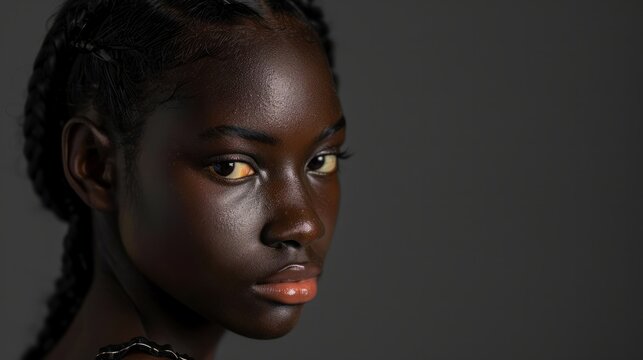 Bella ragazza di origini africane posa in uno studio fotografico vestita per allenamento in palestra
