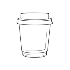 Glasses for hot drinks. Cardboard cup for coffee or tea in linear style. Doodles, vector illustration