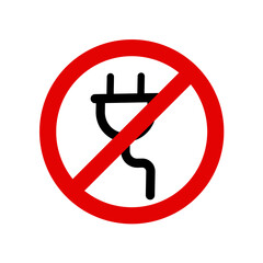 Sign forbidding the connection of electrical devices, electric plug - vector illustration