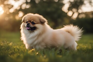 run dog pomeranian happiness cute puppies grass pekingese breed mixed chinese beijing adorable animal beautiful beauty brown canino domestic fluffy funny fur furry hair happy indoor little looking