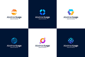 Set of colorful letter O logo design with creative concept