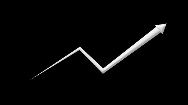animated growth rising arrow for business chart. animation video isolated on alpha channel background.