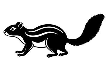 Uinta Ground Squirrel walking silhouette black linocut white background, vector illustration 