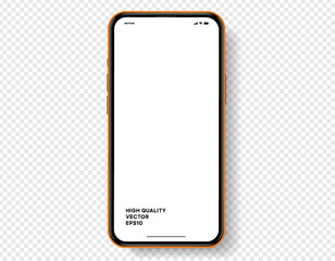 Realistic smartphone mockup. Mobile phone vector with isolated on white background. Device front view. 3D mobile phone with shadow. Realistic, high quality smart phone mockup for ui ux presentation.