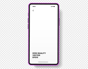 Realistic smartphone mockup. Mobile phone vector with isolated on white background. Device front view. 3D mobile phone with shadow. Realistic, high quality smart phone mockup for ui ux presentation.