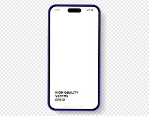 Realistic smartphone mockup. Mobile phone vector with isolated on white background. Device front view. 3D mobile phone with shadow. Realistic, high quality smart phone mockup for ui ux presentation.