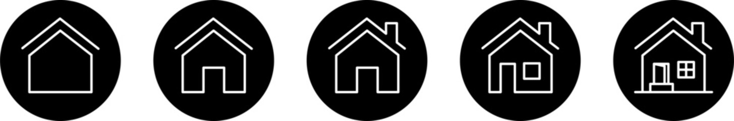 Home line vector icon set. Thin line isolated on black background. Editable stroke. Vector illustration.