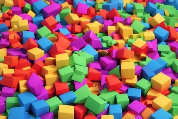 Colored foam rubber cubes background
