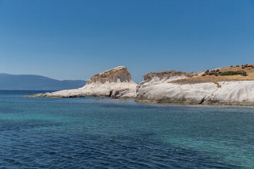 Fototapeta premium Siren cliffs and rock formations in Foca, Izmir, Turkey.