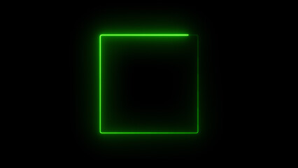 Abstract glowing neon light squire frame icon background illustration 4k.