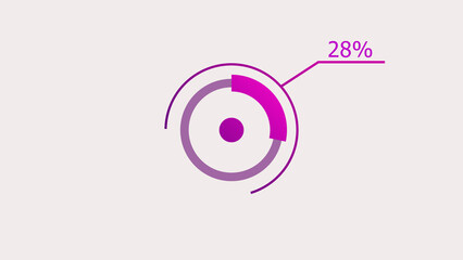 28% circle loading icon diagrams Infographics background. Abstract storage pie chart symbol background illustration.