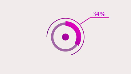 34% circle loading icon diagrams Infographics background. Abstract storage pie chart symbol background illustration.