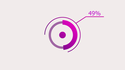 49% circle loading icon diagrams Infographics background. Abstract storage pie chart symbol background illustration.
