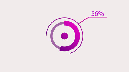 56% circle loading icon diagrams Infographics background. Abstract storage pie chart symbol background illustration.