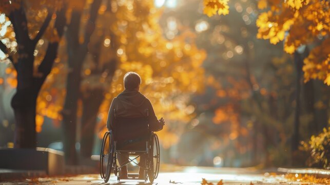 Photo of a person with paraplegia. Inclusivity, accessibility, use in healthcare publications, disability awareness campaigns, support groups, and educational materials