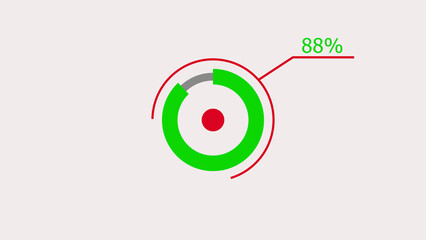 88% circle loading icon diagrams Infographics background. Abstract storage pie chart background illustration.