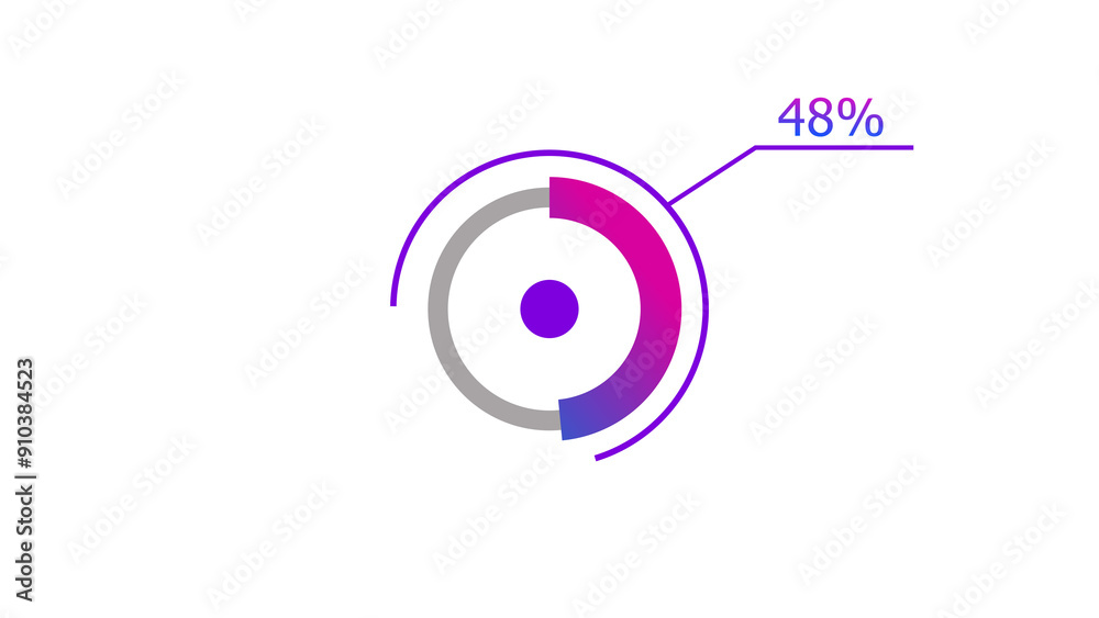 Wall mural 48% circle loading icon diagrams infographics background. abstract storage pie chart background illu