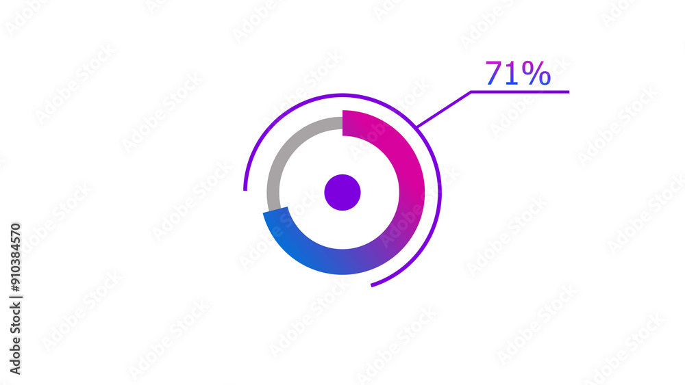 Wall mural 71% circle loading icon diagrams infographics background. abstract storage pie chart background illu