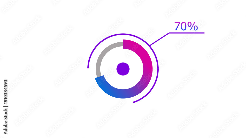Wall mural 70% circle loading icon diagrams infographics background. abstract storage pie chart background illu